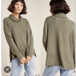 Anthropologie Maeve Vanna Cowl Neck Pullover Womens Sz M Olive Green Turtleneck